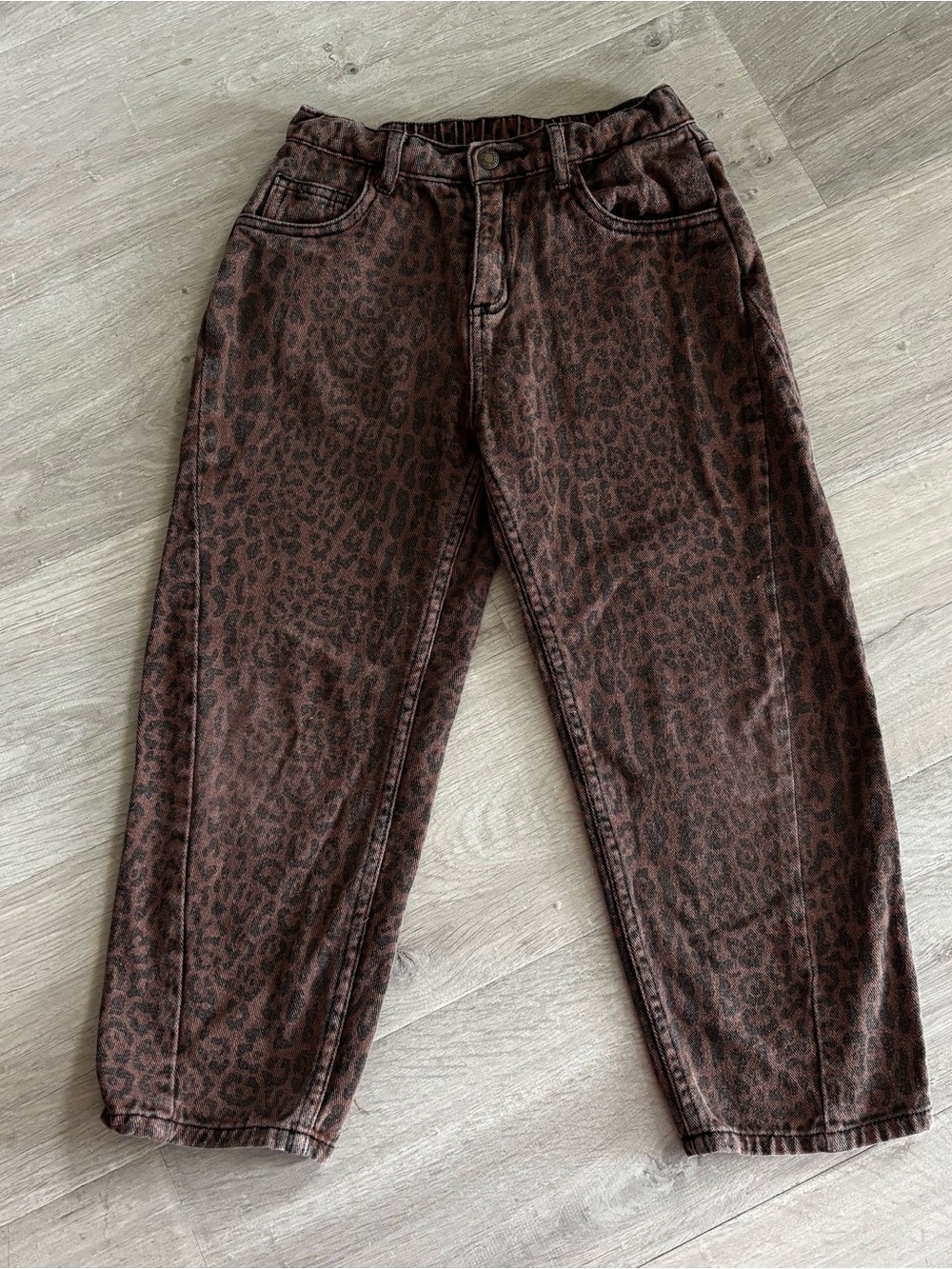 Rylee + Cru Brown Leopard Print Barrel Pants